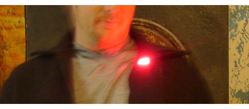 Red glowing LED on the jacket
