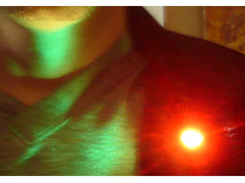 Violet glowing LED on the jacket