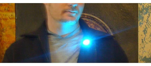 Blue glowing LED on the jacket